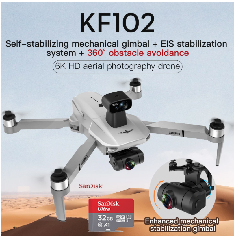 New KF102 max obstacle avoidance /KF102  6K Professional Drone Gimbal+ EIS Anti-shake Full HD Camera FPV WiFi 1.2km Distance Brushless Motor 25mins Flight Foldable RC Quadcopter